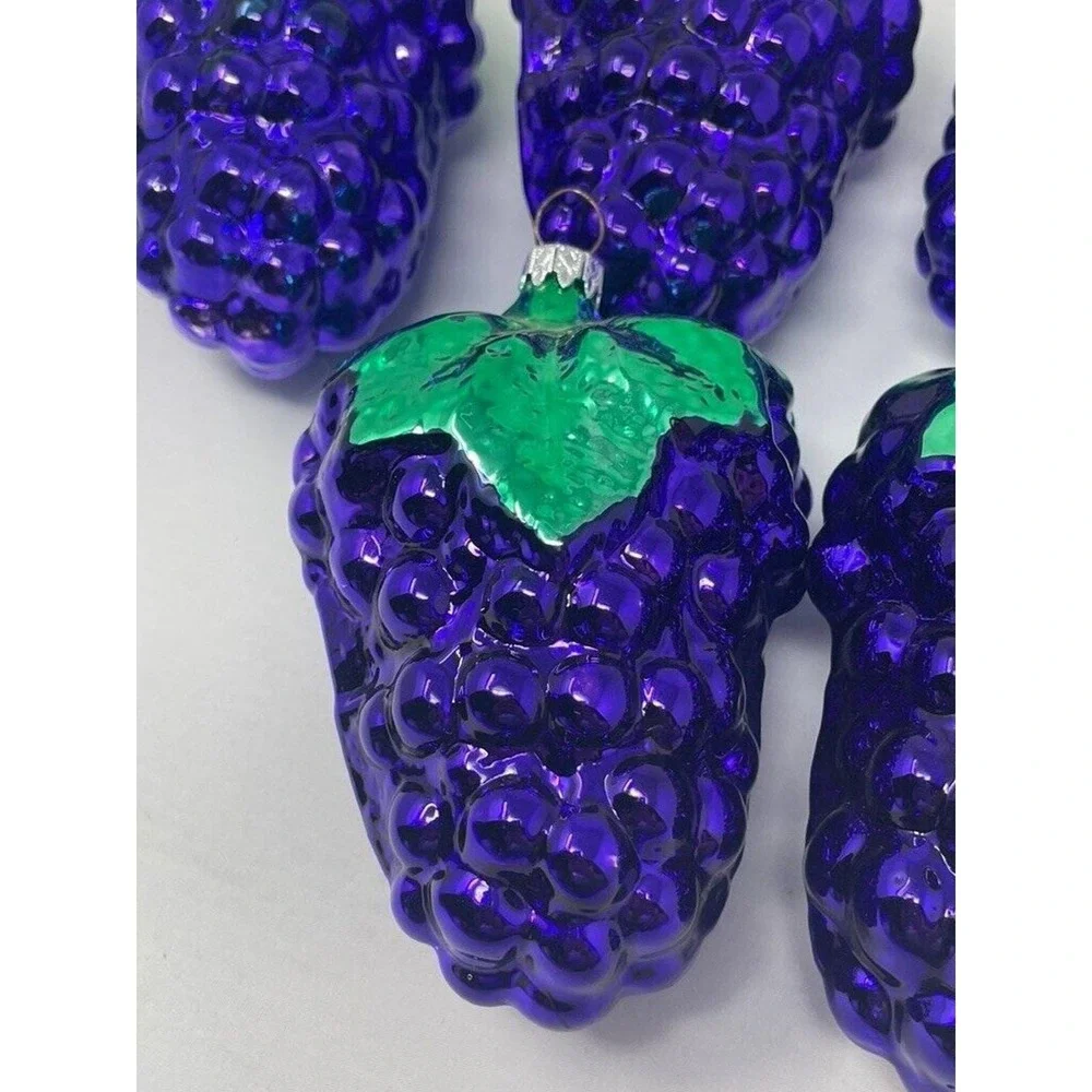Vintage German Purple Grapes Christmas Ornaments Lot of‎ 6 Wine Tree Decor Glass